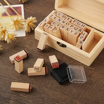 

Self-adhesive Digital Letter Stamp School Stationery Rectangular Letter Number Wooden Stamp DIY Handmade Ming Dynasty Body Stamp