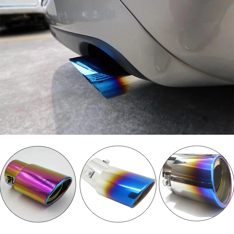 Car Vehicle Curved Tail Throat Rear Round Exhaust Pipe Muffler Tip Universal