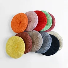 От 3 до 8 лет, осенние детские полосатые береты, зимняя теплая вязаная детская шапка, шапка, берет для мальчиков и девочек