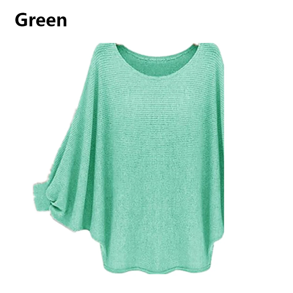 Green Новые модные трендовые осенние и весенние модели, популярные женские топы, 1 шт., свободные однотонные Женские повседневные вязанные свитера с рукавами летучая мышь - Цвет: Green