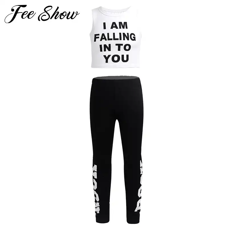 girls crop top and leggings set
