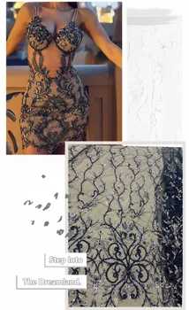 

Navy blue color embroidery french lace heavy beads sequins crystals decoration designs for Europa Rusia Middle East Africa India