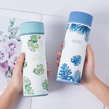

Printing Harajuku Style Men Women Student Thermos Bottles with Tea Couple Nordic Literary Water Cup Vacuum Flasks