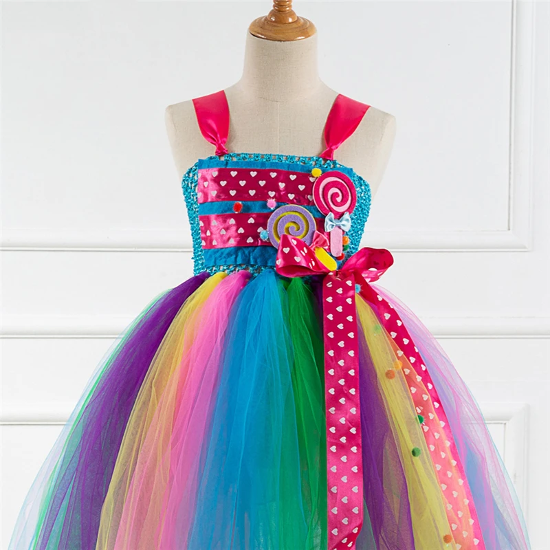 Новое поступление для девочек ярких цветов; костюм для костюмированной игры, для Хэллоуина, костюм для детей, карнавальный вечерние костюм Наряжаться