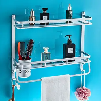 

Bathroom Shelf Shower Room Space Aluminum Shower Room Bathroom Shower Mirror Front Double Layer Shower Room Wall Hanging