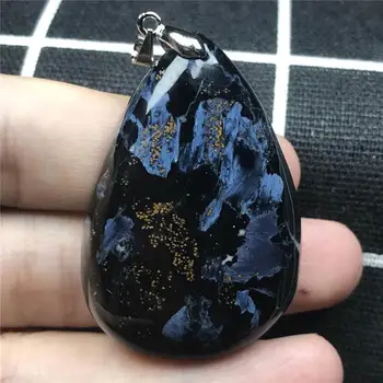 

Natural Blue Pietersite Pendant For Woman Man Water Drop Crystal 46x31x10mm Namibia Firework Effect Bead Jewelry Pendant AAAAA