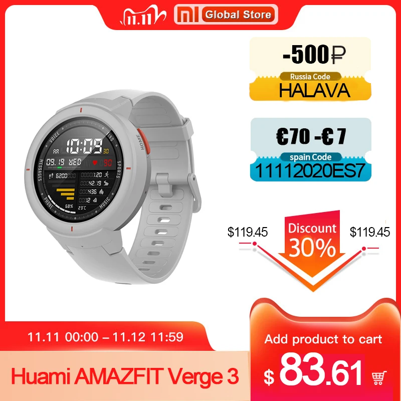 amazfit verge ip68 smart watch