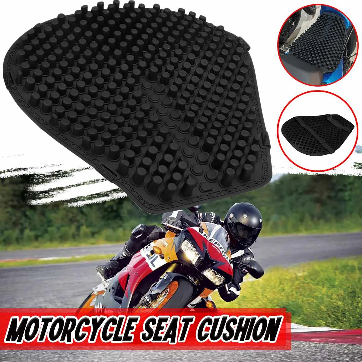 Silicone Motorcycle Seat Cover Seat Cushion Universal Breathable