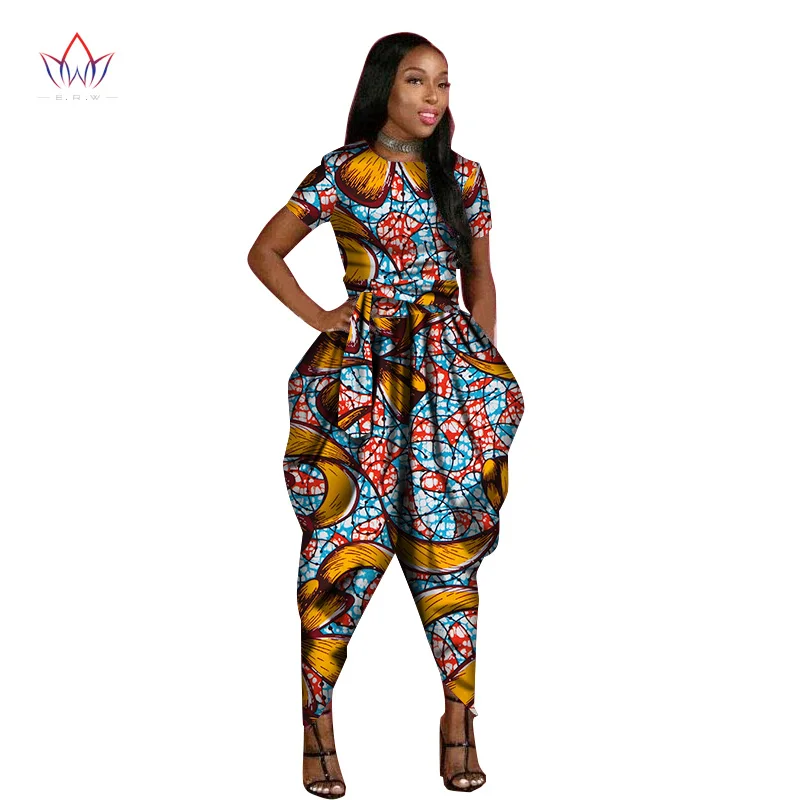 Боди женское в африканском стиле с коротким рукавом и длинными брюками|rompers womens