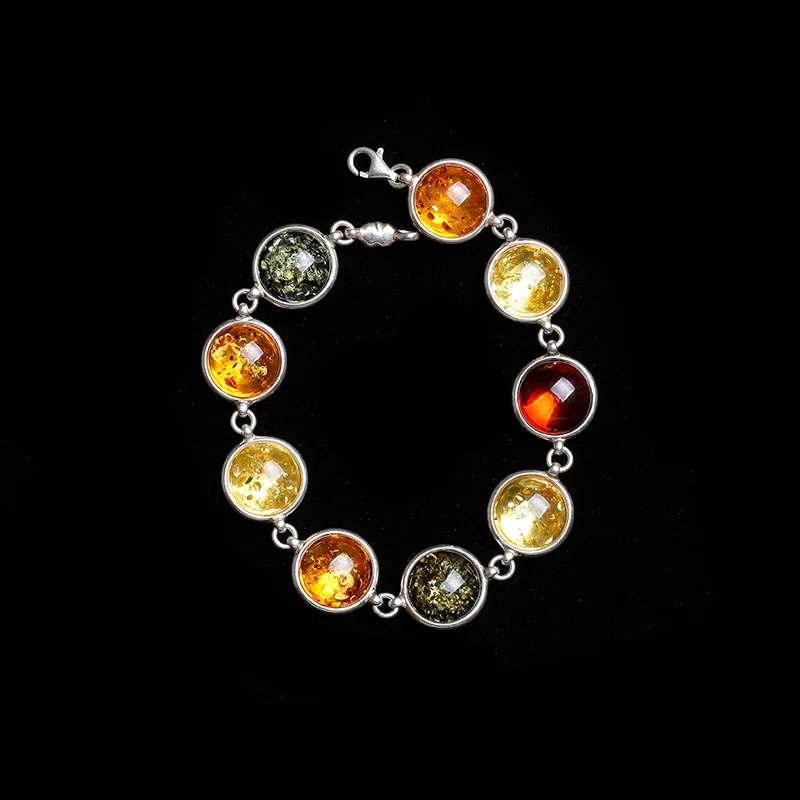 

Sterling Silver Duobao Natural Flower Perkins Honey Wax Amber Bracelet Polish Import Time Flavor