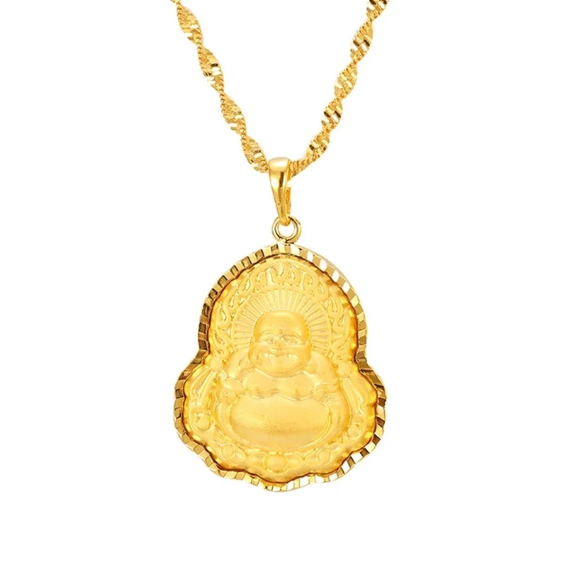 A pendant OMHXFC EP86 Европейская мода лидер тонкая обувь для мужчин и женщин для вечеринки, дня рождения свадебный подарок Винтаж Будды 24KT золотой кулон Шарм - Цвет камня: A pendant