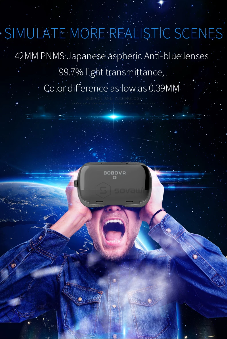 BOBOVR Z5 3D очки с эффектом погружения, гарнитура виртуальной реальности, стерео 3D очки, VR картонный шлем 120 FOV для 4,7-6,2 'смартфона