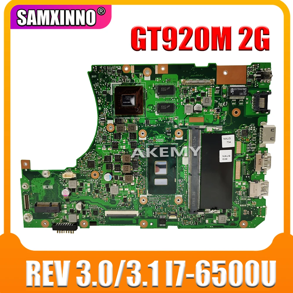 Для For Asus X556UJ X556U X556UV X556UB X556UR REV: 3 1/3 0 материнская плата для ноутбука CPU i7 6500U GeForce 920M
