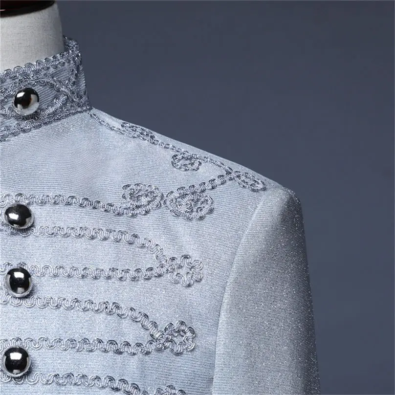 New Men Jacket European Style Zipper Vintage Court Costumes Military Uniforms Formal Stage Performances Men Coat 4S24 (7)