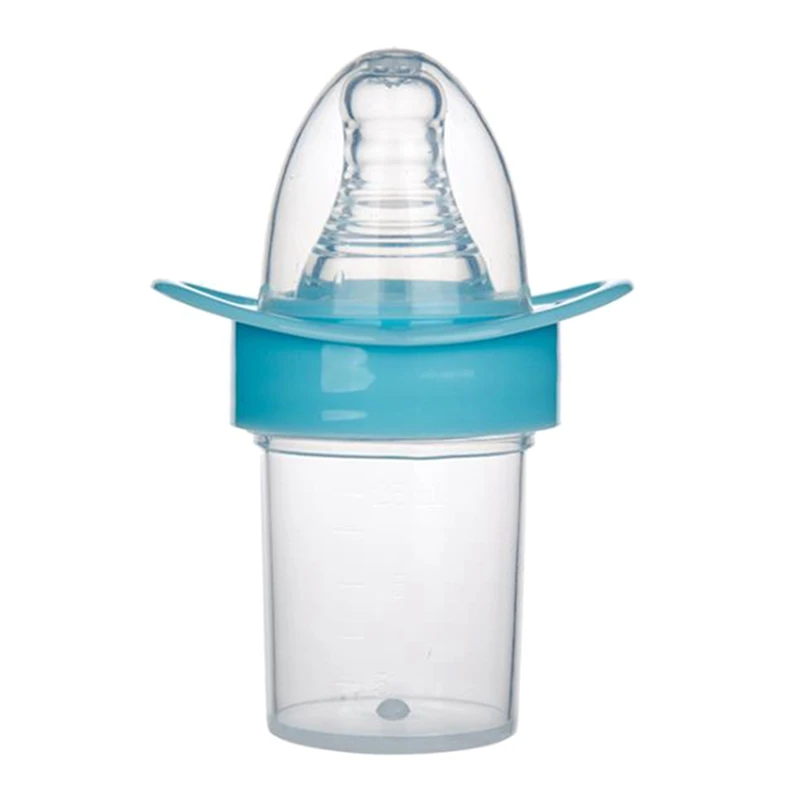 Детская соска в форме лекарств кормушка для кормления воды Анти-choking Безопасность Детская медицина кормушка с чашкой со шкалой соска фидер - Цвет: BL