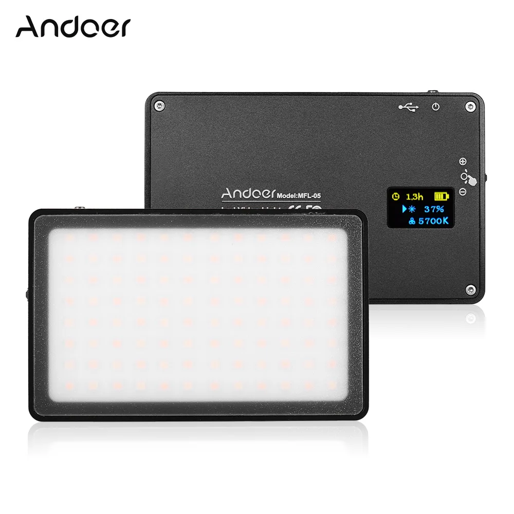 

Andoer MFL-05 Mini LED Light LED Camera Lamp 3500K-5700K Dimmable 96LEDs Built-in Battery for Canon Nikon Sony DSLR Camera
