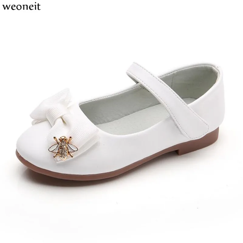 Weoneit/обувь принцессы для девочек; платье для свадебной вечеринки; детская обувь на плоской подошве с бантом для малышей; обувь для школьников; обувь для больших детей; CN 21-36