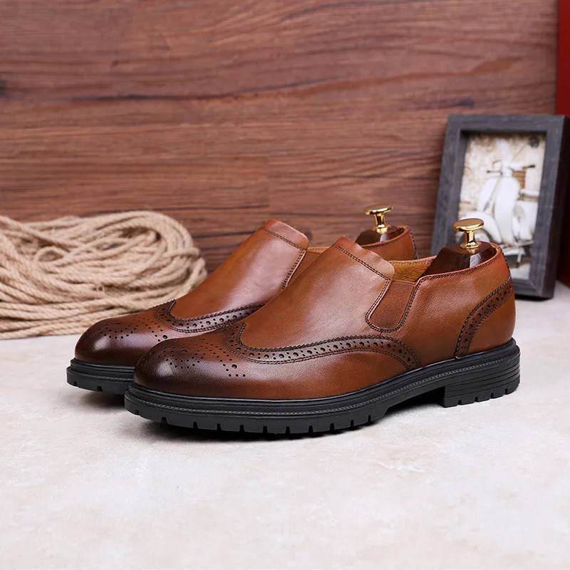 DESAI-Botines de piel auténtica para hombre, botas masculinas de estilo británico, informales, suaves, de cuero genuino, color negro/marrón/rojo