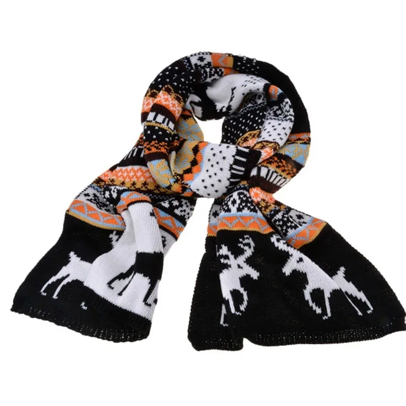 Женские трикотажные Лыжная Шапка теплый шарф набор рождественский снежинка олень в этническом стиле