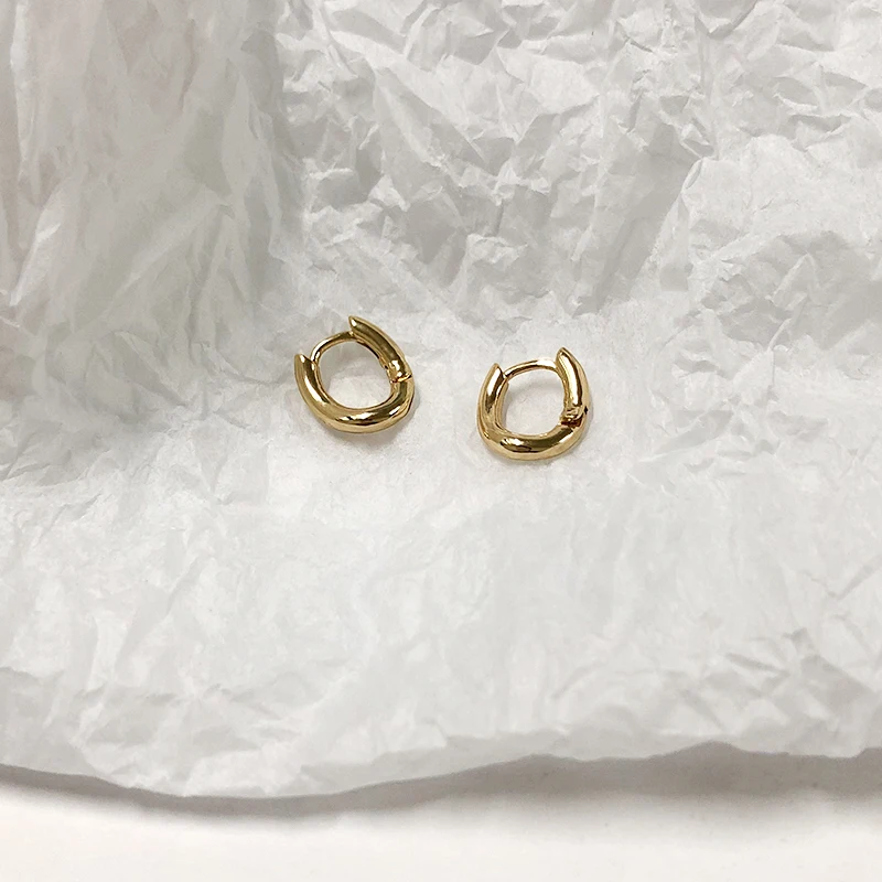 Серьги Peri'sBox золотого и серебряного цвета, u-образные серьги, небольшие геометрические серьги для женщин, минималистичные латунные серьги-кольца