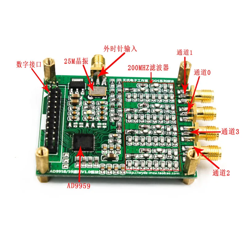 2 канала AD9958 200 МГц DDS генератор сигналов 500MSPS обновление AD9854+ 12864 Disply