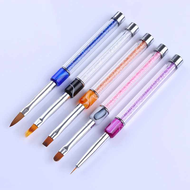 UV Gel Nail Art Liner Brushes Mixed Sizes Colorful Handle Professional Nail Painting Drawing Pen Tools for Nail DIY Design