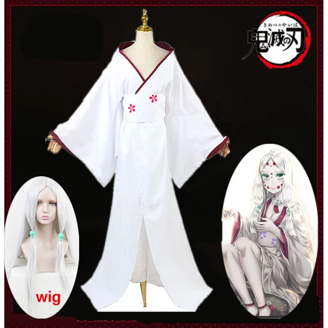Anime Demon Slayer: Kimetsu no Yaiba Aranha Oni Ayaki Rui Fantasma Branco  Terno e peruca Cosplay Homens Kimono Peruca