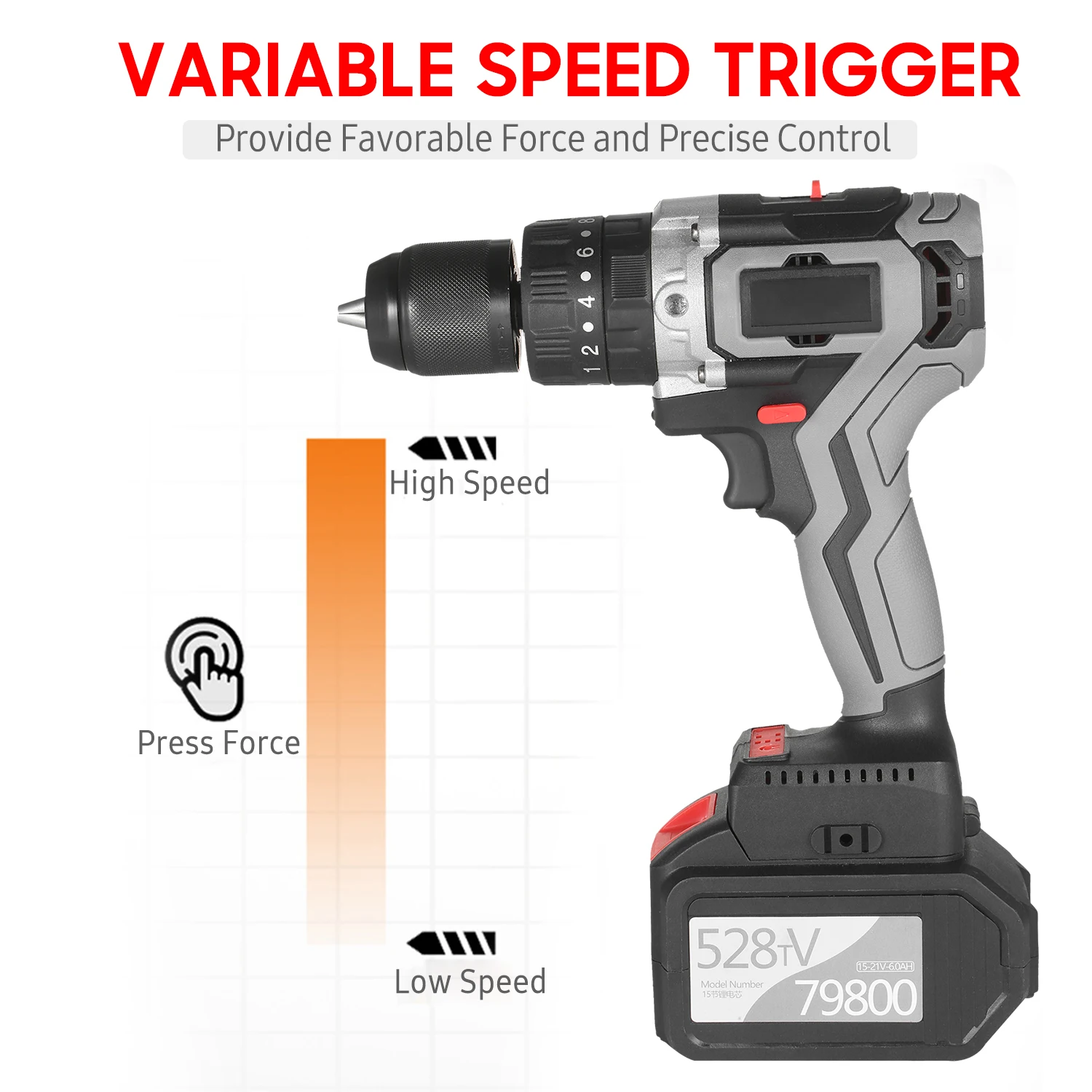 21V Brushless Electric Drill Cordless 