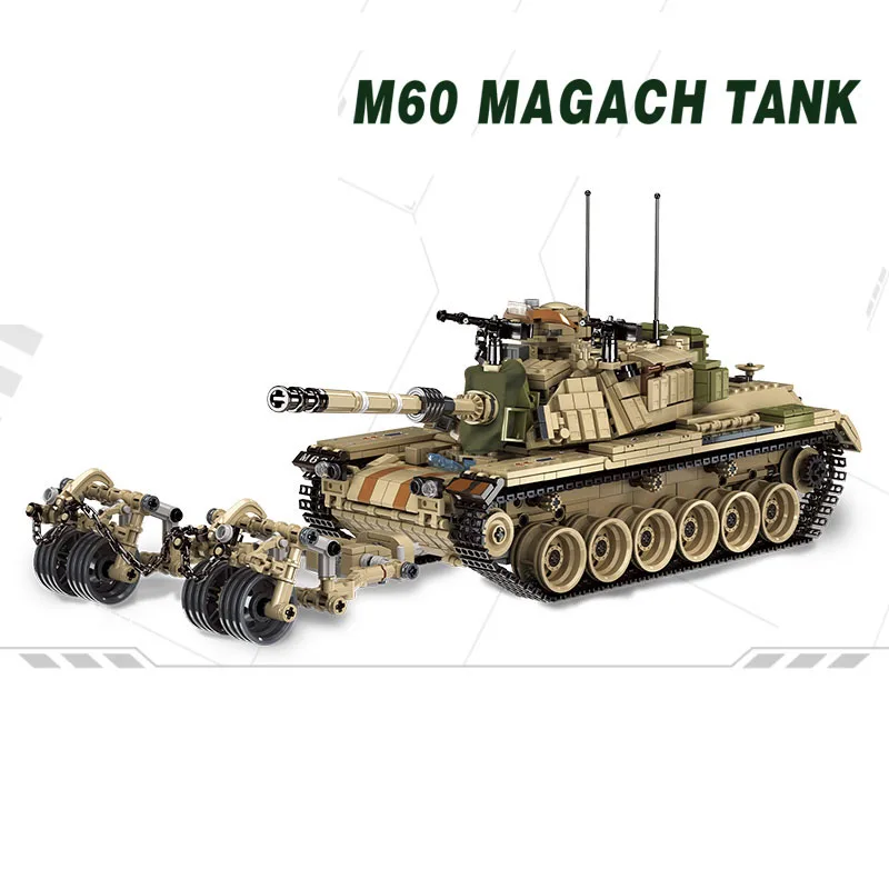 1753 шт. Военная мировая война Израиль M60 Magach главный боевой танк 2в1 ww2 армия силы строительные блоки кирпичи игрушка