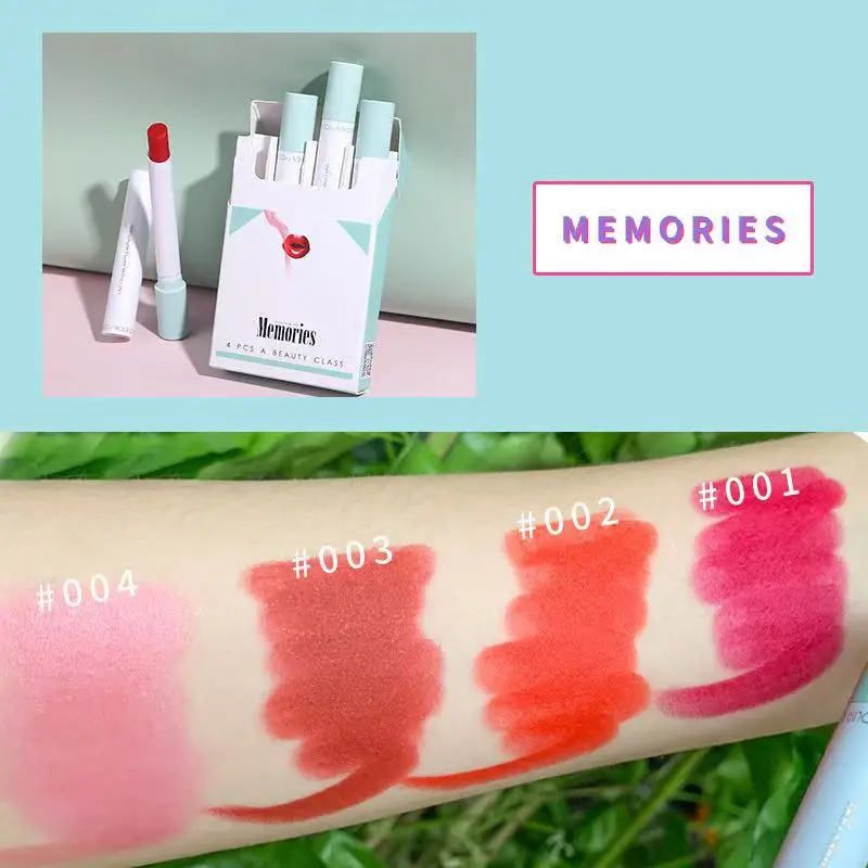 4 pcs Beautiful Lipstick Set Cigarette Lip Makeup Matte Waterproof Long lasting Lip stick Nude Sexy Red Easy to wear Lip Balm 4 pcs Beautiful Lipstick Set Cigarette Lip Makeup Matte Waterproof Long lasting Lip stick Nude Sexy Red Easy to wear Lip Balm