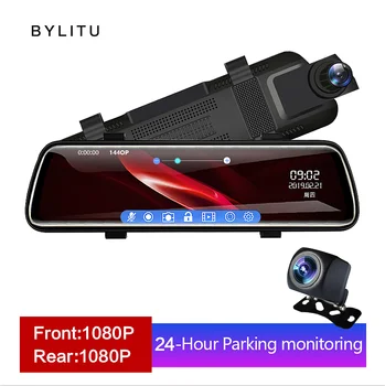 

rear view mirror with dash camera and camera 10 inches Touch Screen 1080P Car DVR camera