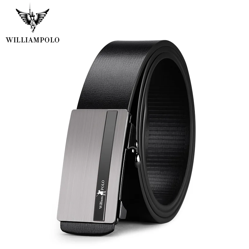 

WilliamPolo full-grain leather Brand Belt Men Top Quality Genuine Luxury Leather Belts for Men Strap Male Metal Automatic Buckle