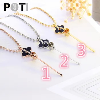 

FDAI11 New four-leaf clover long sweater chain titanium steel non-fading necklace