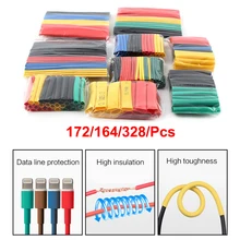 127/164/328/pces/conjunto tubo de psiquiatra de calor sortido isolamento shrinkable tubo 2:1 fio cabo manga kit