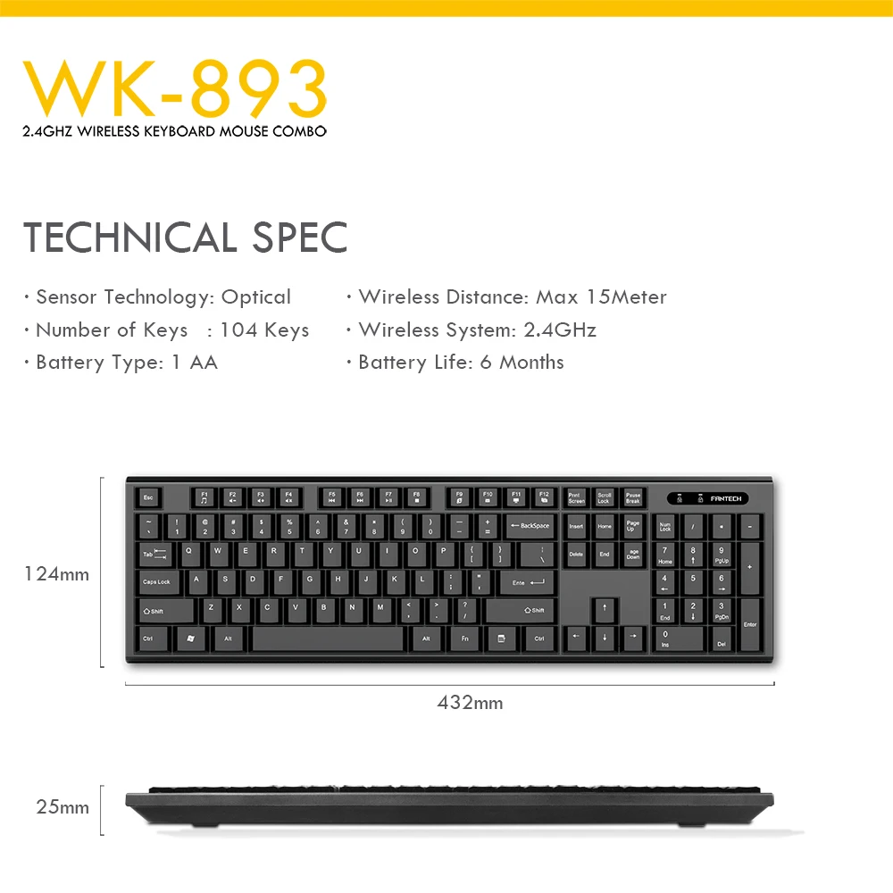 Fantech WK-893 Wireless Keyboard Mouse Combo 8 Fantech WK-893 Wireless Keyboard Mouse Combo 8