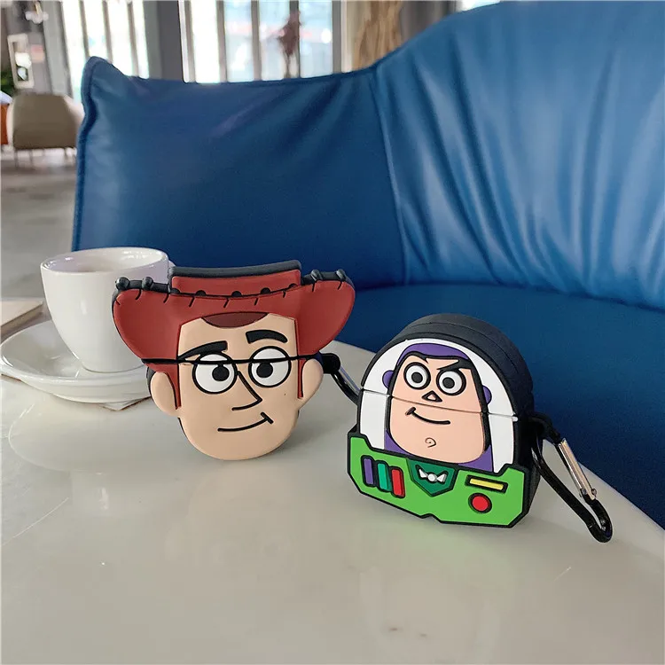 3D милый чехол для Apple Airpods 1 2, чехол с милой игрушкой Базз Вуди Лайтер, силиконовый защитный чехол для Earpods, чехол
