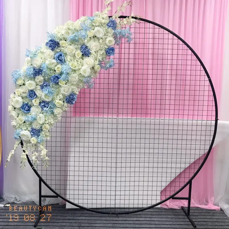 大阪大特価 カスタマイズ造花ランナー結婚式の装飾ステージ道路のリード背景グリッド花行ホワイト鉄リングアーチスタンド花 ショッピングセール Techy Tech Com