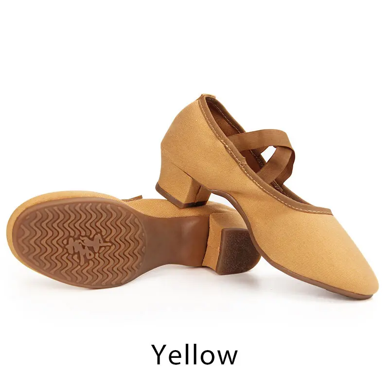 Джаз балет обувь женская мягкая подошва квадратная танцевальная обувь бальное для занятий обувь для йоги фитнес-обувь - Цвет: Yellow