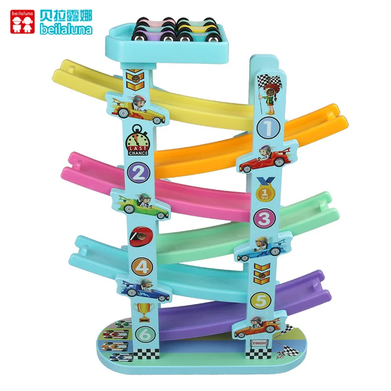 

Children Six-layer Road hua xiang che Speed Inertia Coaster Visual Tracking Wood Track Trolley 1-6 Baby like
