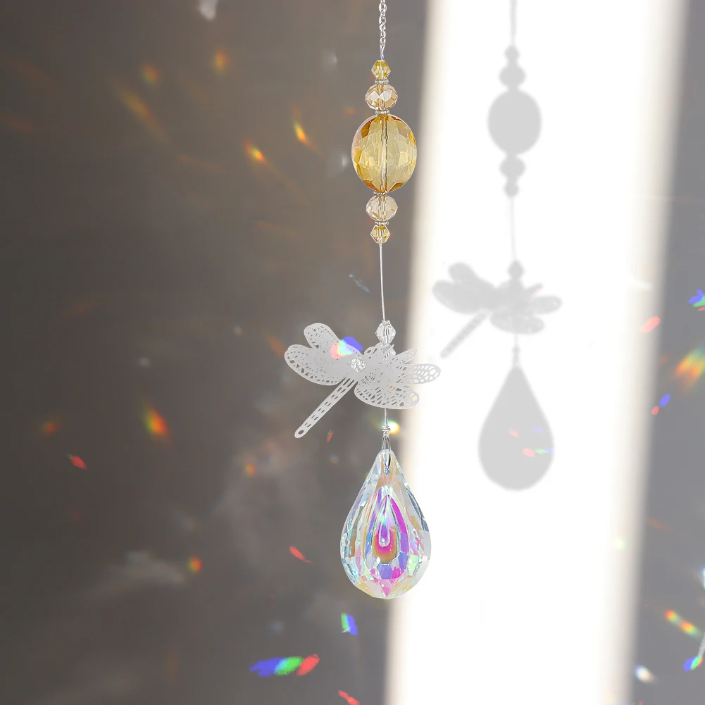 Suncatcher Dragonfly Crystal Rainbow Maker Light Car Pendant Window Hanging Sun Catcher Decoration Witchy Boho Room Fairy Decor sun catcher crystal pendant sun catchers window ornament