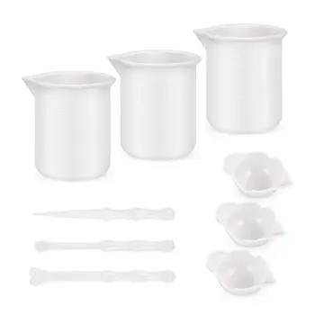 

9Pcs/Set Reusable Mixing Nonstick Measuring Cups Silicone Stir Stick Liquid Epoxy Resin Jewelry Making DIY Tool