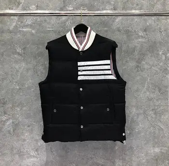 

2020 Fashion TB THOM Brand Men Coats Slim Fit Short Jacket Striped Solid Down Vest Casual Winter Clothing