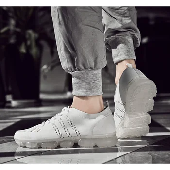 

RUIFF Summer new flying woven running shoes mesh sports shoes large size men's shoes outdoor breathable lace sneakers off white