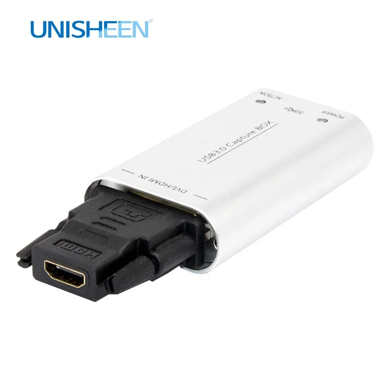 Unisheen UC3200D 60FPS эндоскоп DVI HDMI к USB3.0 видеозахват FPGA Dongle потоковая передача 1080P