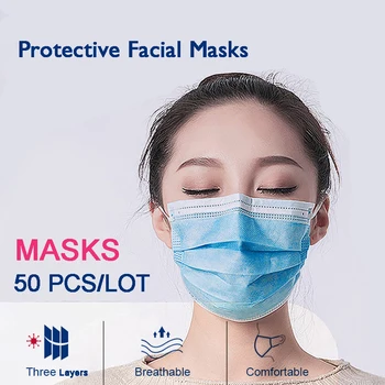

Wholesale Face Masks Disposable 3 Layers Dustproof Mask Facial Protective Cover Masks Anti-Dust Security Protection Earloop Mask