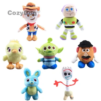 

7 Pcs/Lot Anime Story 4 Woddy Buzz Lightyear Bunny Ducky Forky Plush Keychian Pendant Toy Mr Tomato Alien Kids Gift Pendant