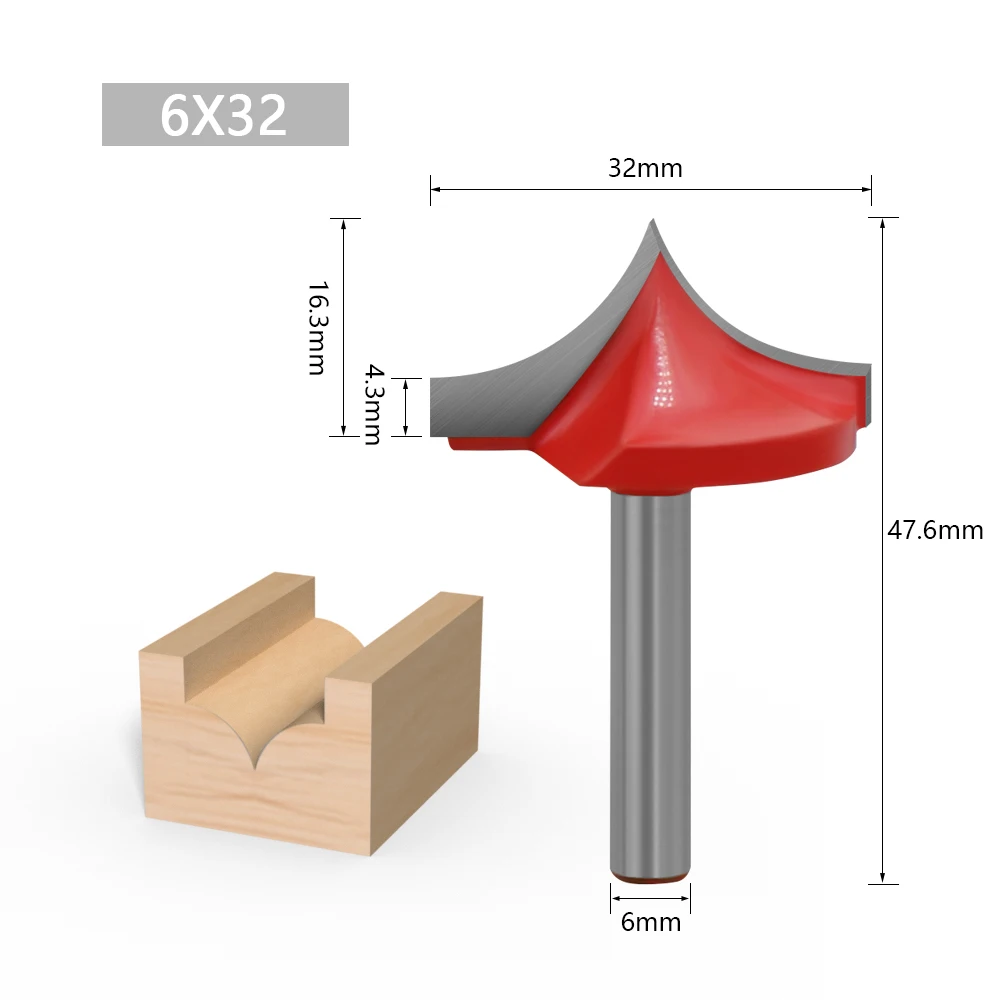 LA VIE 1pc 6mm Shank CNC Round Nose Bits Round Point Cut Bit Shaker Sharp Cutter Solid Carbide Tools for Woodworking MC06006