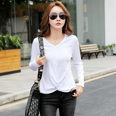 GGRIGHT рубашка с длинными рукавами женская Camisetas Mujer Verano Повседневная хлопковая Футболка женская футболка Femme - Цвет: Белый