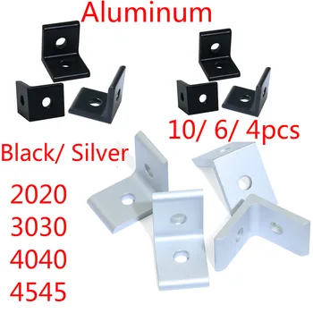

Aluminum Extrusion Profile Black/ Silver 2020 3030 4040 4545 2 Hole 90 degreee Inside Corner Bracket 10pcs/ 6pcs/ 4pcs