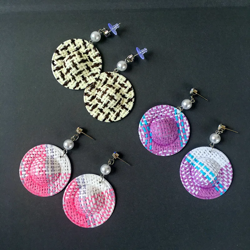 Народные серьги ручной работы в форме соломенной шляпы жемчужные женская мода